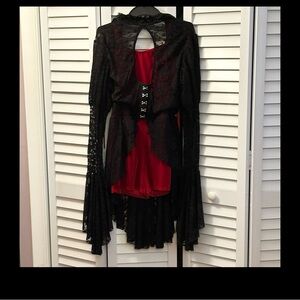 Black and Red Lace Dance Costume